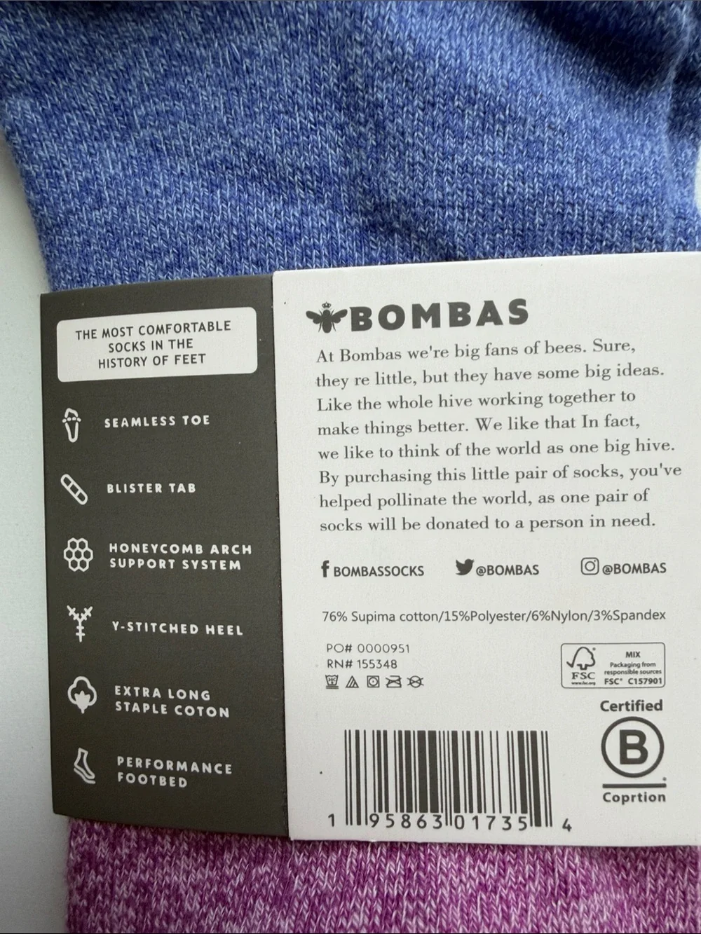 Bombas No-Show Socks Duo - Blue, Purple & Gray